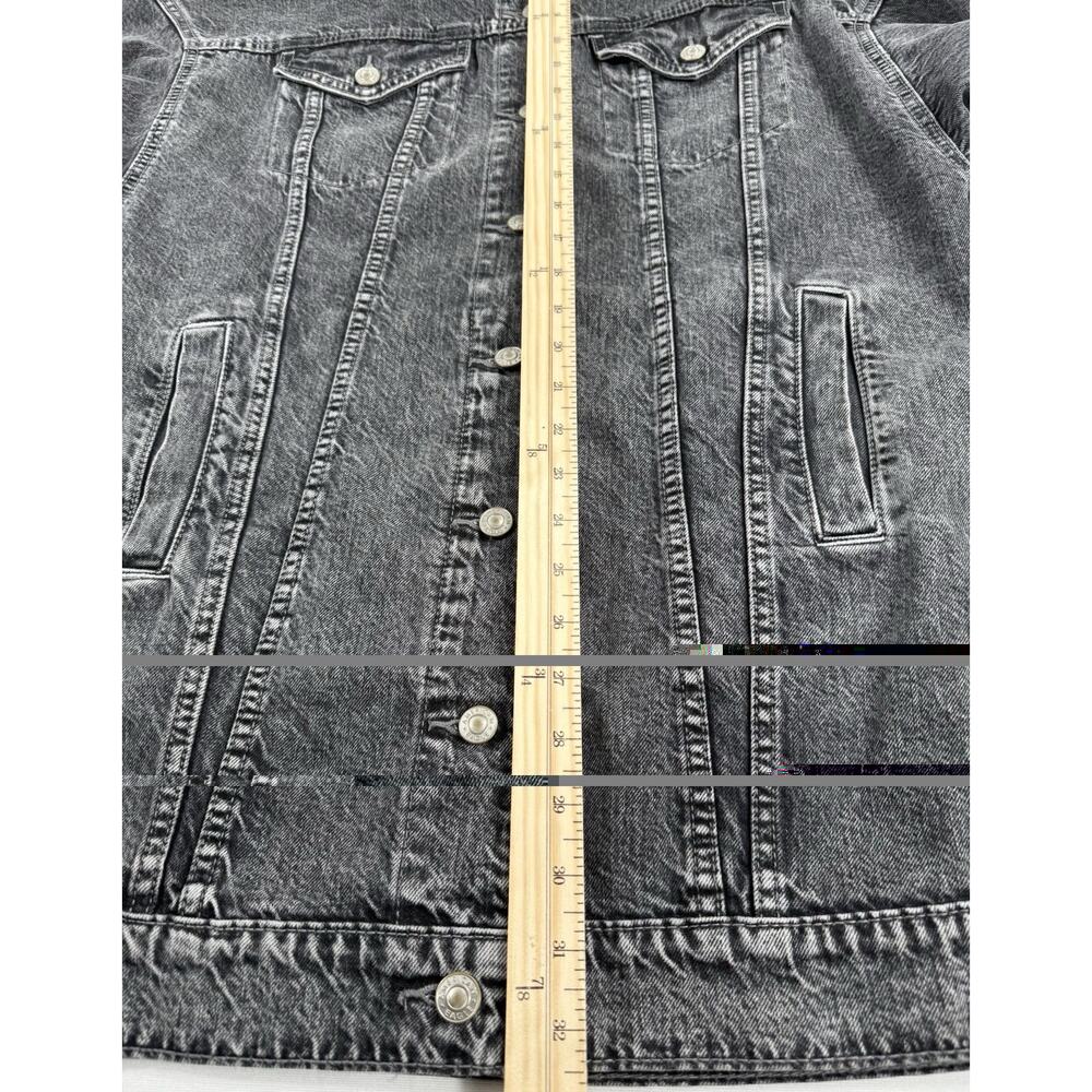 American Eagle Jean Jacket S/P UNISEX Black Denim Trucker Grunge Biker Unlined - Picture 14 of 16
